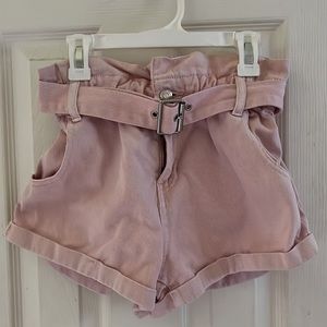 Pacsun Light Pink Denim Mon Shorts with Buckle